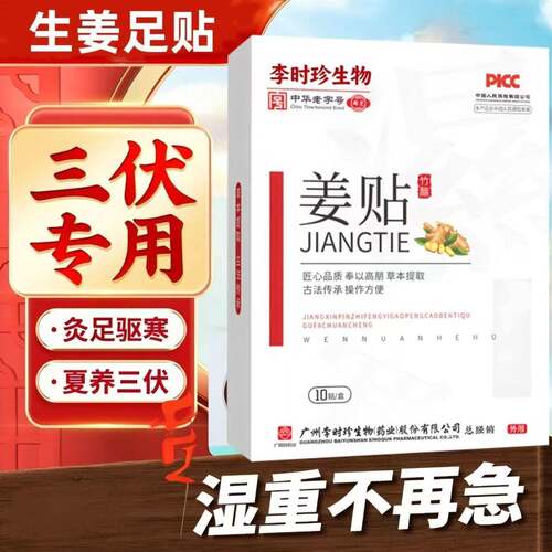 李时珍生物生姜贴艾草自发热艾灸贴足部护理暖贴生姜竹醋穴位贴