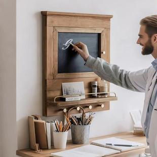 覆古实木电表箱装饰画强电箱遮挡磁吸黑板原木色挂钩入户盒配电箱