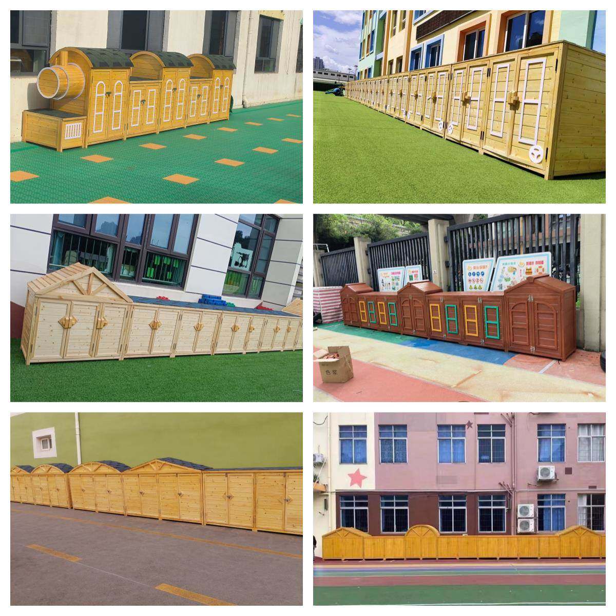 定制幼儿园户外收纳柜木制收纳柜工具柜学校室外防腐木柜子玩具柜