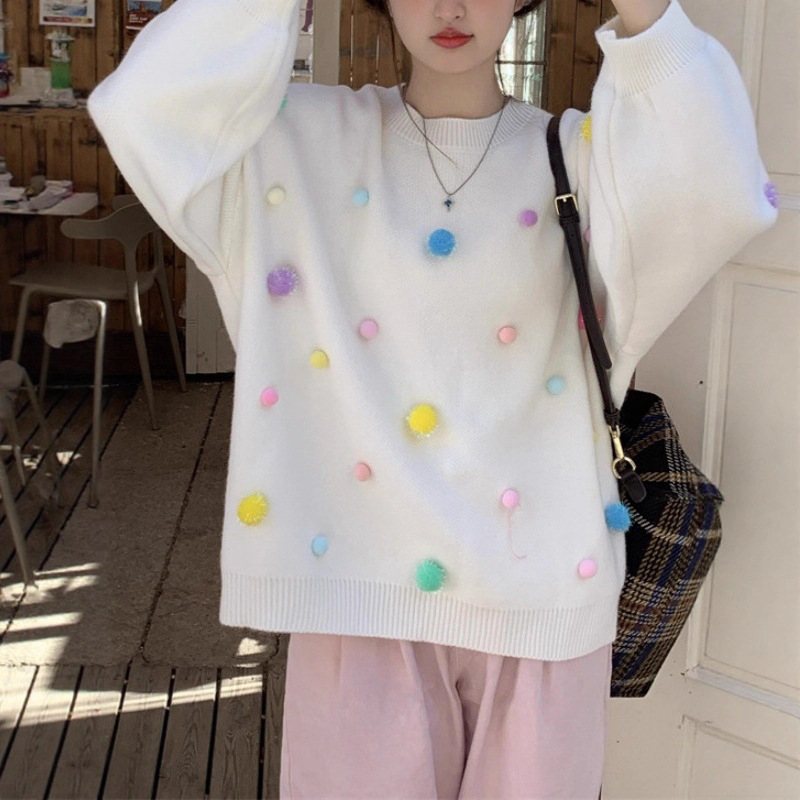 韩版宽松慵懒风甜美针织