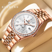 钢带手表防水夜光非机械表时尚 男士 手表男款 商务潮流镶钻石英表男