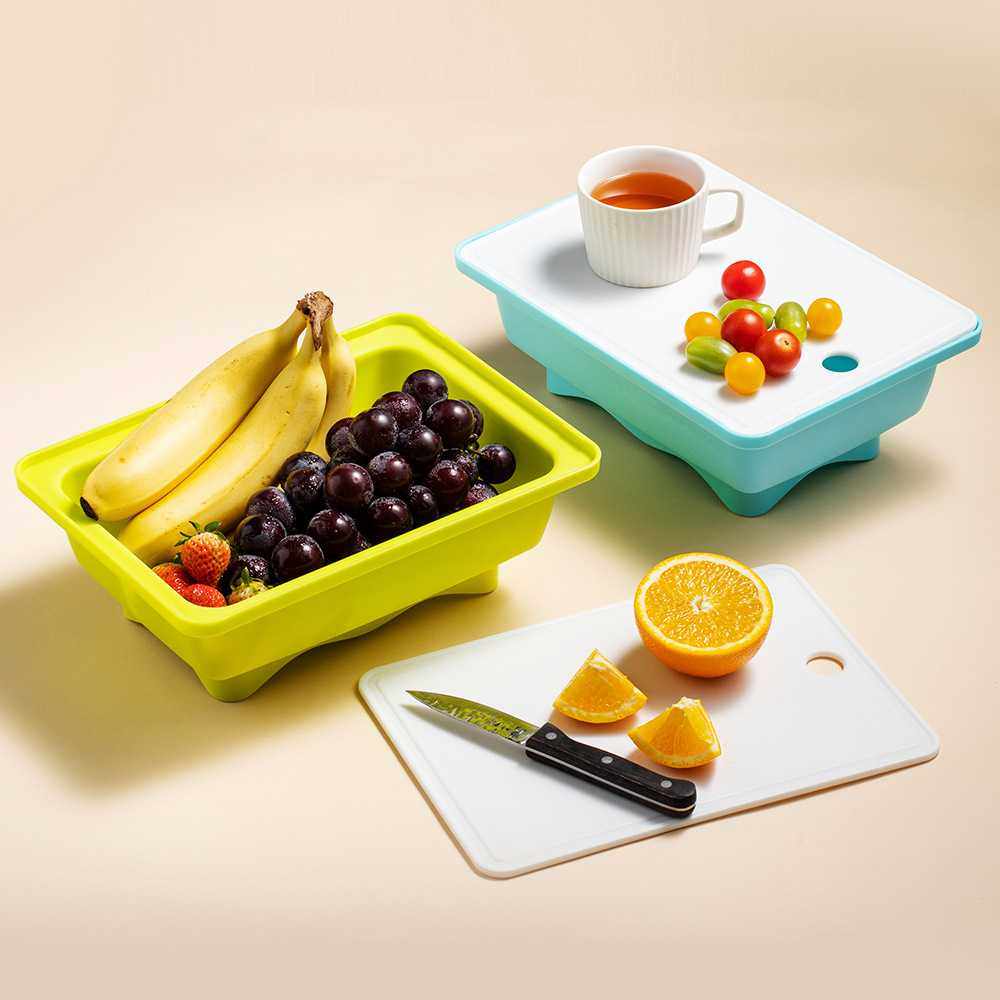 多功能沥水篮菜板水果篮家用厨房洗菜盆收纳切菜砧板水果盆,餐饮具,餐用托盘,淘宝优惠券,粉丝福利购,淘宝优惠卷