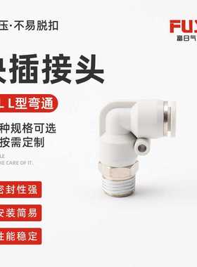 外螺纹弯通直角接头PL8-02PL10-02PL12-04PL6-M5气动快拧空压机