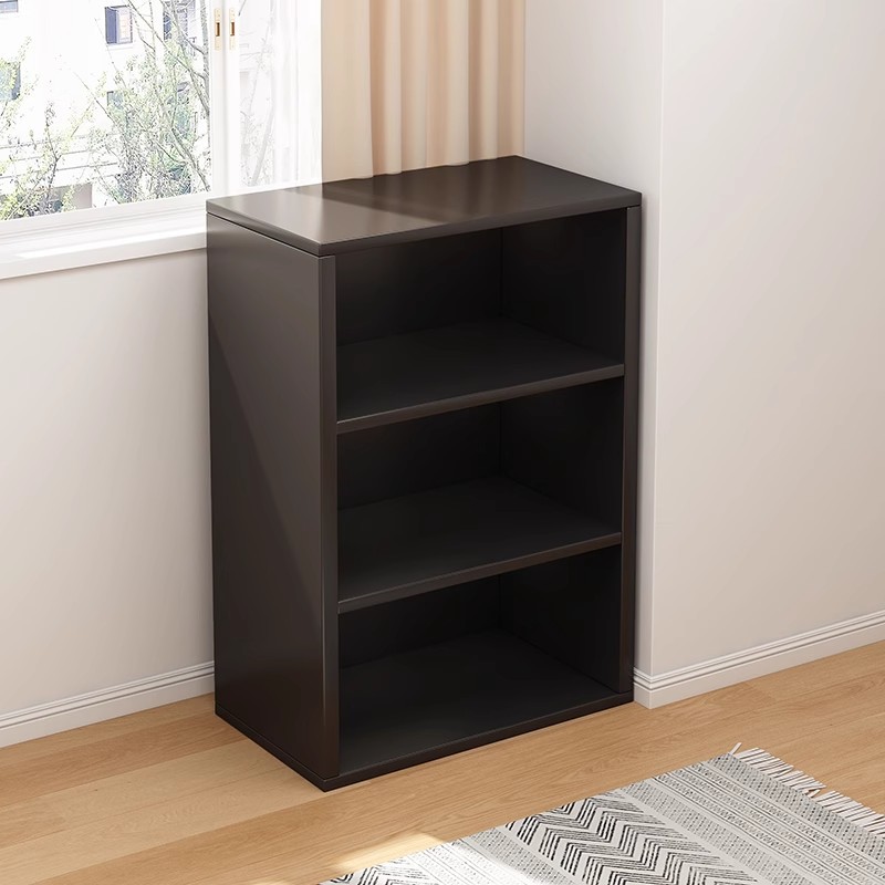 书柜置物柜一体靠墙简约黑色格子柜储物柜书架落地置物架飘窗柜子