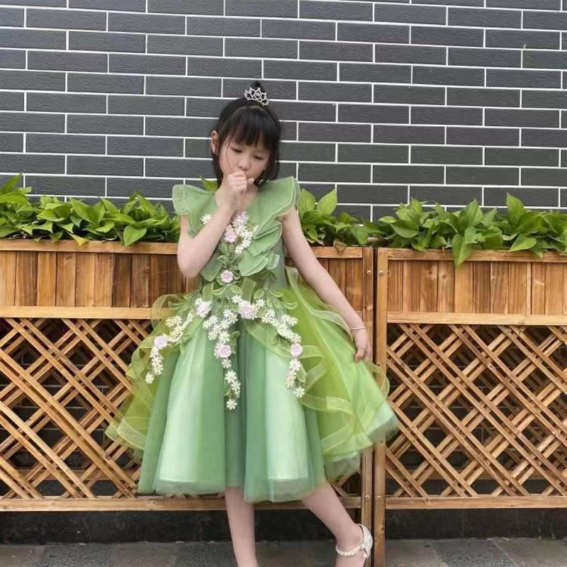 女童礼服公主裙蓬蓬裙儿童走秀主持人钢琴演出服生日花童婚纱裙春