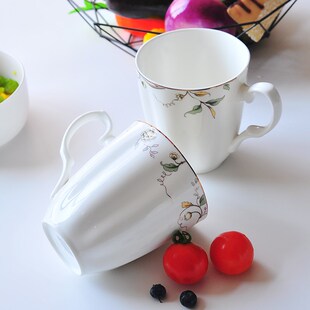 汇格骨瓷杯子水杯马克杯茶杯奶杯大号陶瓷家用瓷杯子带把香榭丽舍