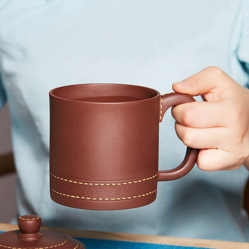 宜兴紫砂杯纯全手工泡茶杯男女办公杯大容量陶瓷杯子茶具带把盖杯