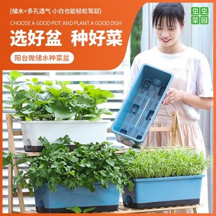 阳台种菜盆家用大号长方形塑料花盆自吸水懒人蔬菜专用长条种植箱