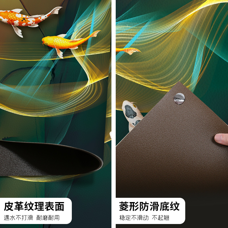 厨房地垫防滑防油家用大面积地毯 加厚PVC皮革脚垫子防水免洗可擦