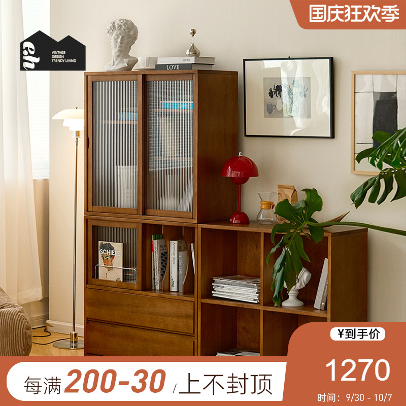 实木书柜组合黄杨木家具储物柜组合柜展示柜酒柜餐边柜落地收纳柜