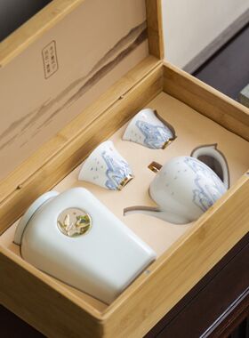 中秋茶叶瓷罐茶具包盒空礼盒绿茶红茶茶叶大号竹盒