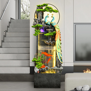 雀流水客厅鱼缸鱼塘美景招财业送礼落地创意家居