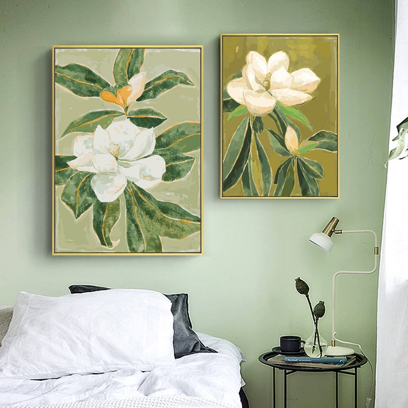 数字油画diy填充涂色手工植物花卉手绘涂色客厅装饰丙烯油彩画图片