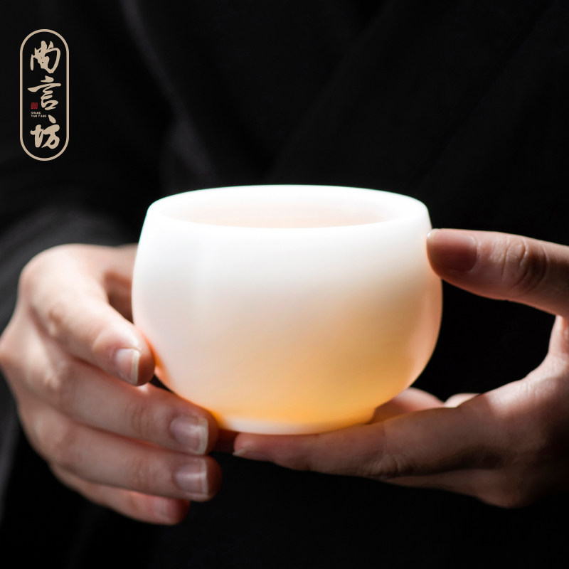尚言坊严选茶杯杯羊脂玉瓷冰种白瓷功夫茶杯子单杯品茗杯手工图片
