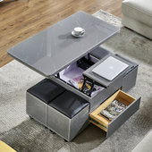 茶几电视柜现代小户型伸缩烤漆茶几餐桌两用带