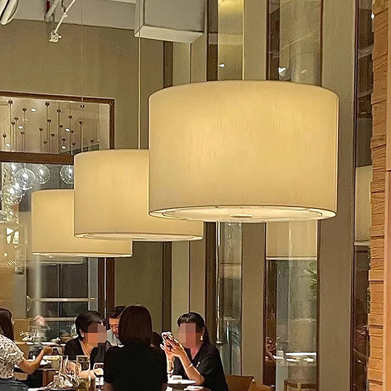 餐厅吊灯2023新款酒店餐饮饭店吧台餐桌卡座日式创意中山布艺灯具