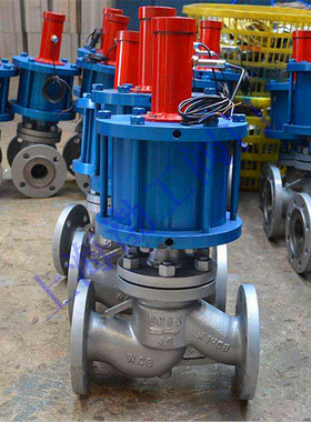 J641Y 气动法兰截止阀J641Y-40C 气动蒸汽截止阀带三联件