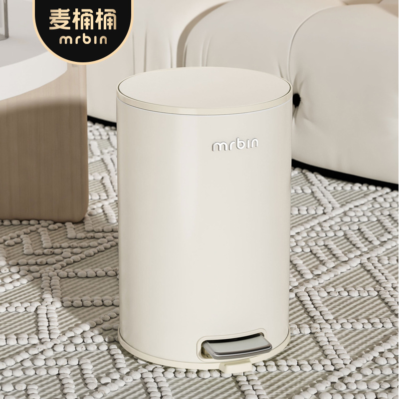 麦桶桶复古客厅家用垃圾桶带盖大号厨房卧室卫生间简约创意网红桶