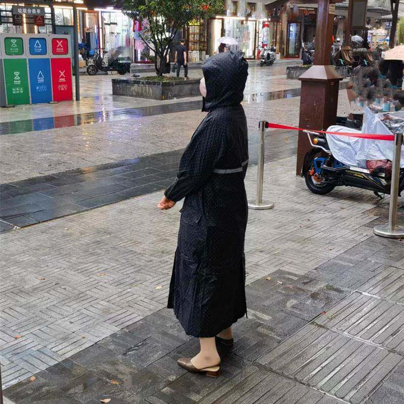 特惠出口格子圆点成人时尚长款徒步户外雨衣男女防水风衣