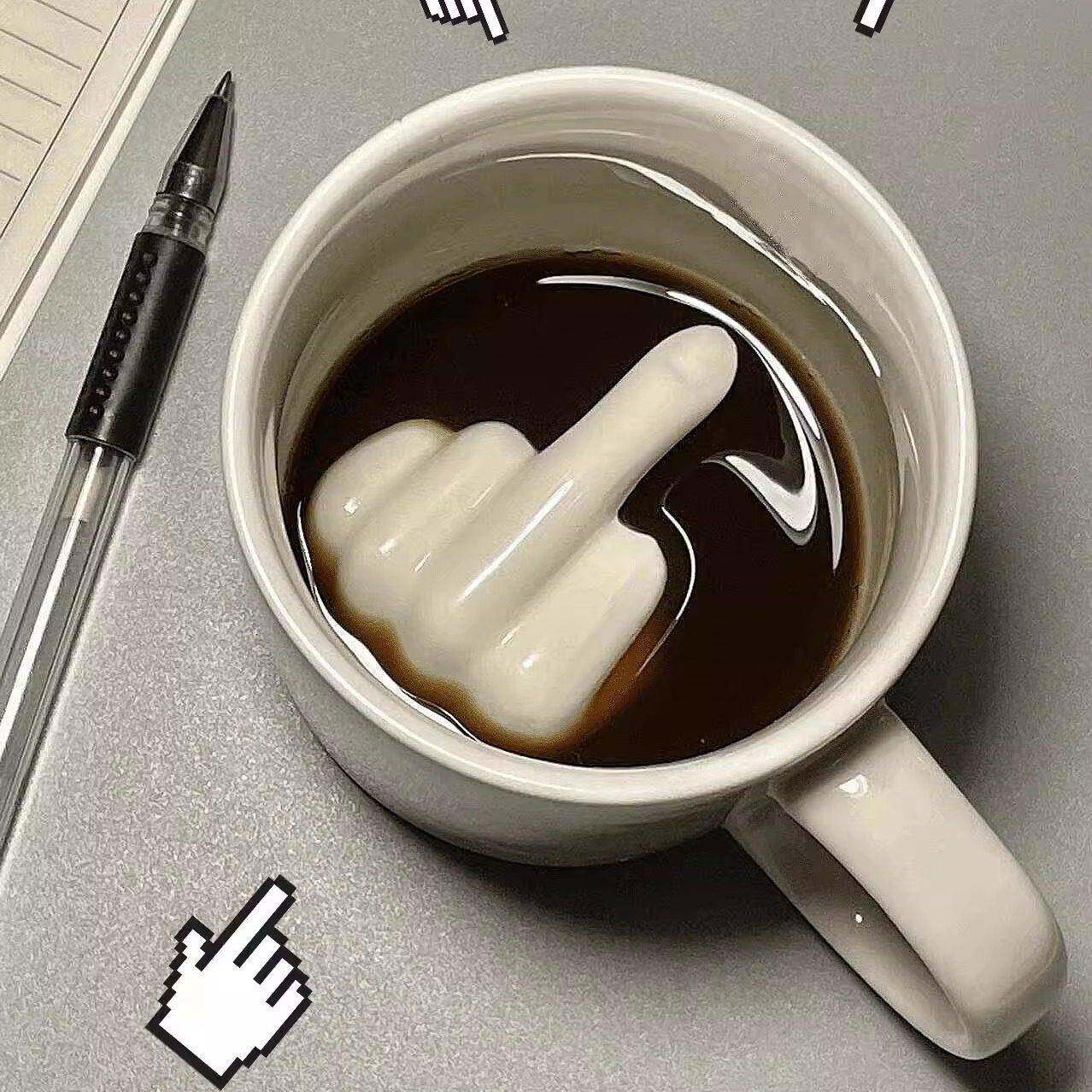 法克中指水杯办公室陶瓷马克杯网红稀奇古怪的喝水杯子送朋友礼物