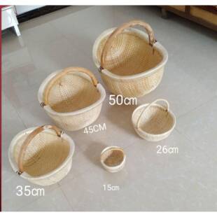 新款手工柳条藤编八斗馒头筐水果糖果结婚嫁娶箢子鸡蛋提篮子圆斗