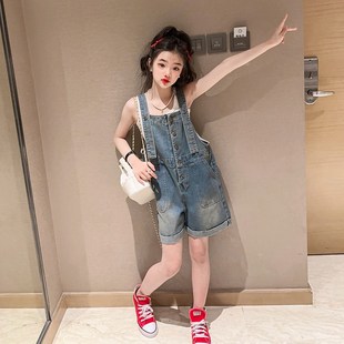 女童夏季套装2024新款儿童百搭休闲背心背带短裤两件套大童夏女孩