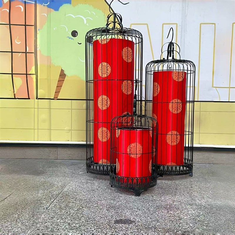 新中式铁艺鸟笼吊灯落地灯酒吧咖啡厅通道灯具灯饰喜庆红灯笼挂灯,家装灯饰光源,酒店/宴会厅/餐饮吊灯,淘宝优惠券,粉丝福利购,淘宝优惠卷