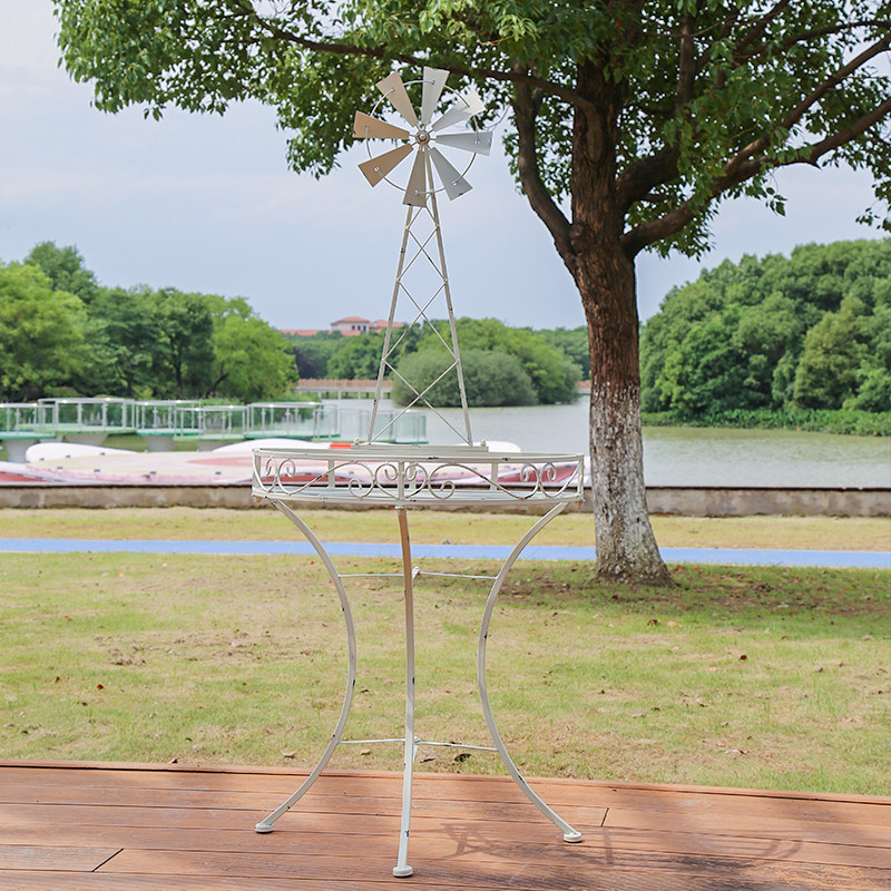风车花架复古做旧半圆爬藤架美式乡村花园庭院阳台花盆置物架