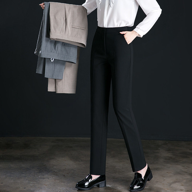 高腰直筒裤女长裤大码烟管裤休闲裤子2021夏季薄款宽松职业西装裤
