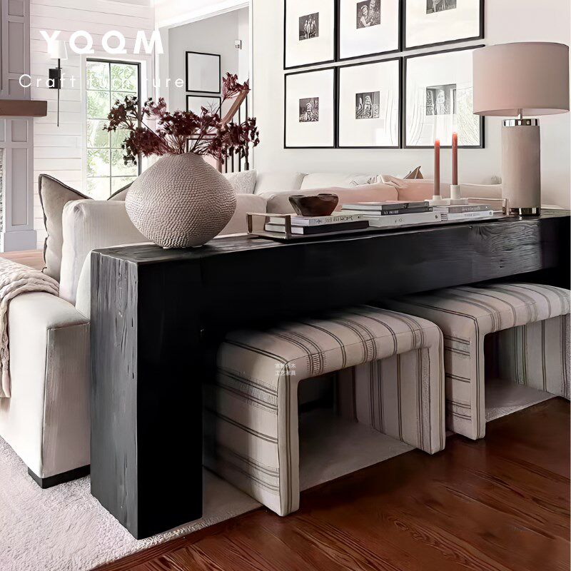 诧寂原木玄关复古入户靠墙装饰壁炉做旧长条酒店民宿置物展示案桌,住宅家具,玄关台,淘宝优惠券,粉丝福利购,淘宝优惠卷