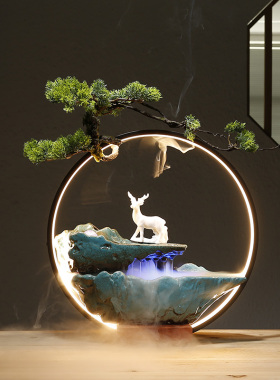 创意中式喷泉循环流水摆件家居客厅办公室雾化加湿器乔迁开业礼品