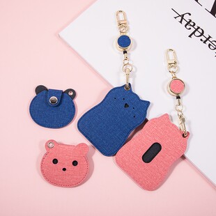 布纹门禁卡套小长方形水滴金属伸缩扣钥匙扣公交车感应卡可爱创意