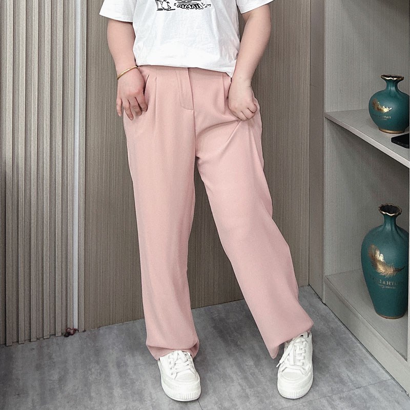 大码窄版西装裤女春夏薄款直筒休闲裤胖mm垂感显瘦休闲拖地长裤子