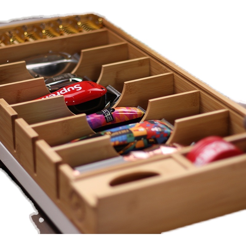 美发工具收纳盒竹制大号电推剪收纳架发型师工具箱理发师工具托盘