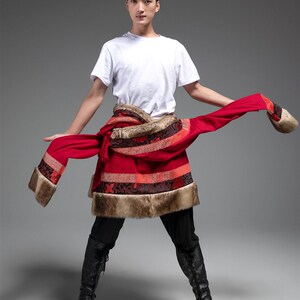藏族舞蹈服装定制演出服少数民族西藏表演大型舞台演出服装男定制