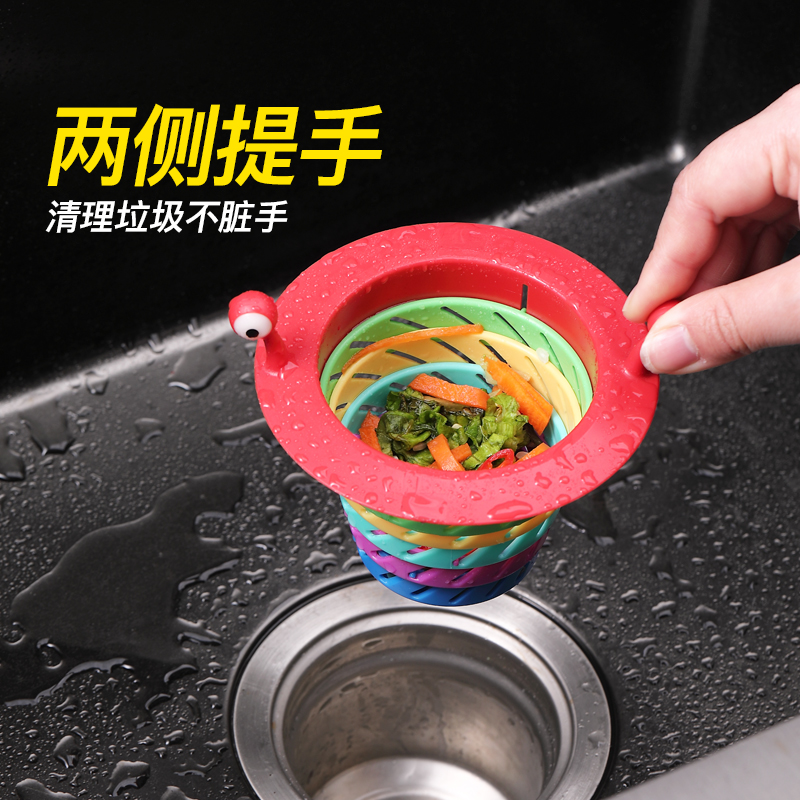 小怪物彩虹过滤网厨房水槽水池垃圾滤网洗菜盆七彩小怪下水道防堵