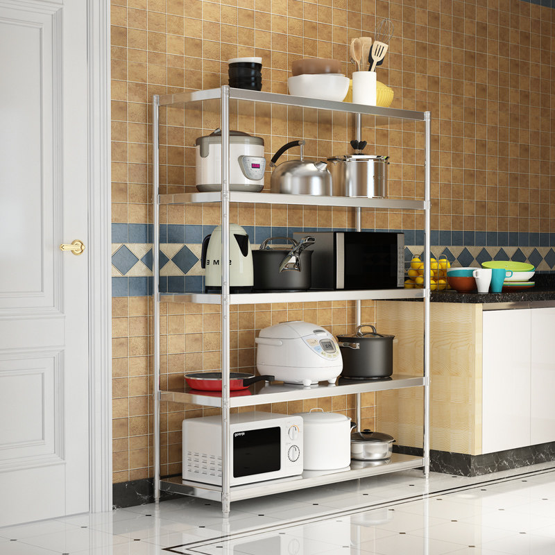 厨房置物架落地收纳架多层储物架五层架子家用杂物整理货架不锈钢