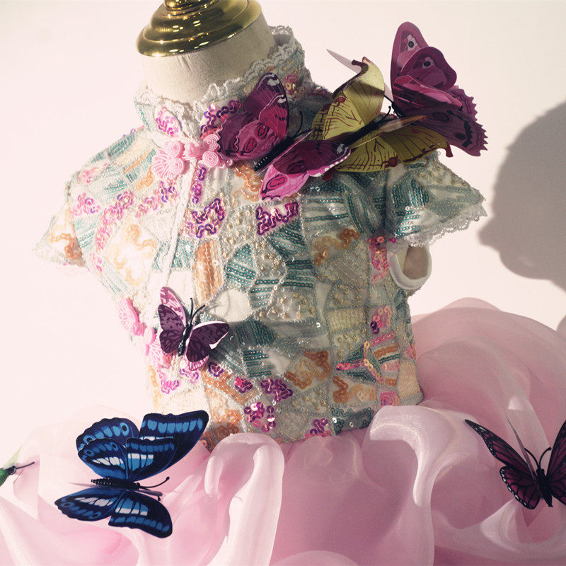 女童旗袍粉色公主裙周岁纱裙高级礼服女宝宝连衣裙夏国风宴中式