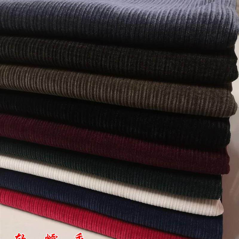 雪尼尔布料细条服装面料厚弹力坑条秋冬保暖外套裤子灯芯条绒布料