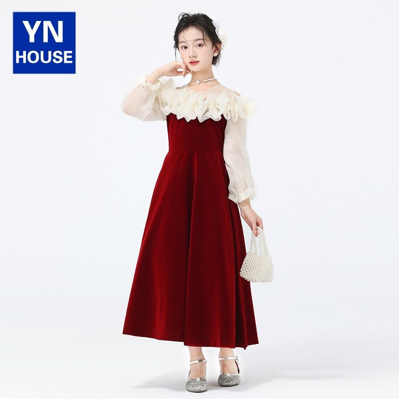 女童晚礼服闪亮公主裙轻奢小众高端儿童钢琴演奏主持人演出服