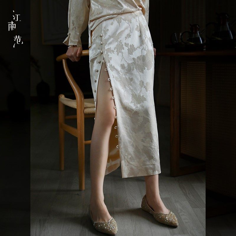 江南范新中式国风改良盘扣半身裙中长款搭旗袍汉服唐装上衣的下装