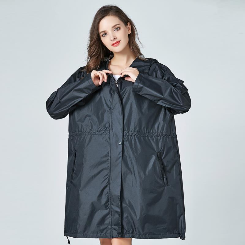 时尚成人男女情侣潮款黑色防暴雨户外徒步上班长款雨衣雨披短外套