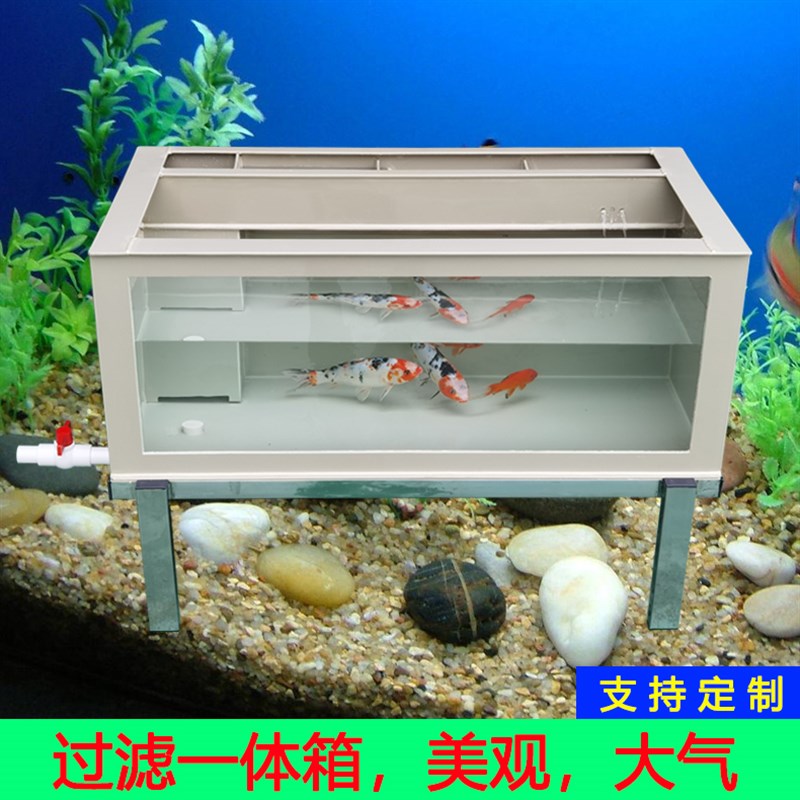 乌龟锦鲤鱼缸池箱带排水过滤客厅家用小中大型塑料玻璃长方形定制