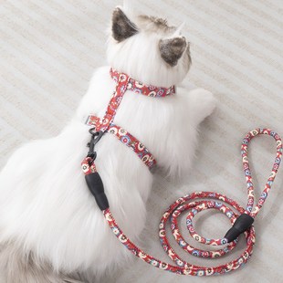 猫咪牵引绳防挣脱外出专用猫绳子缅因布偶德文猫日式背带遛猫链子