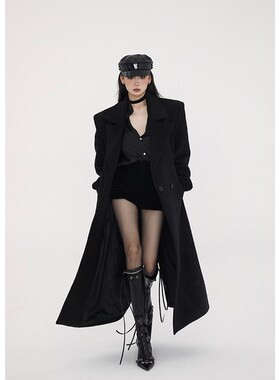 PEMPL 毛呢外套女冬新款长袖廓形呢大衣硬挺垫肩版型极简质感保暖