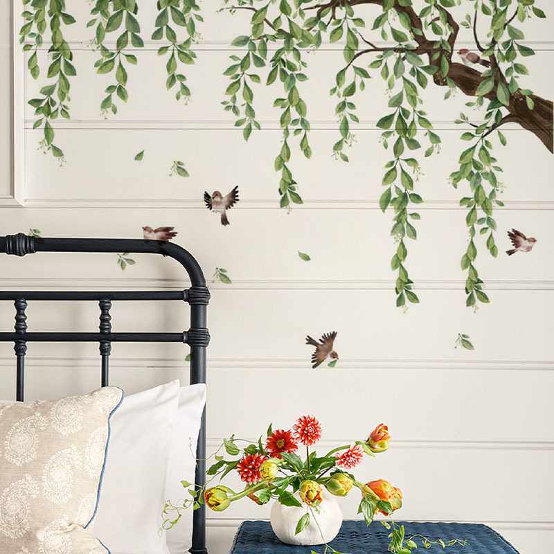 大号绿叶树枝玄关藤蔓墙贴客厅卧室电视背景墙壁家居装饰美化pvc