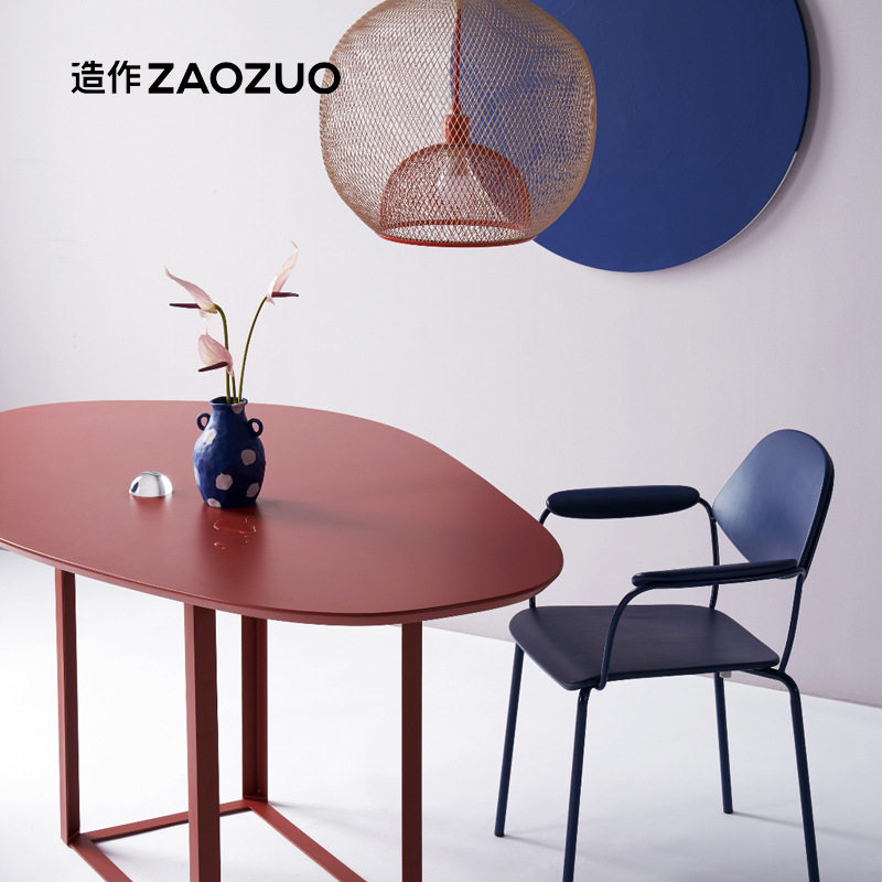 造作随形桌现代极简设计师铁艺板木不规则创意餐桌办公桌ZAOZUO