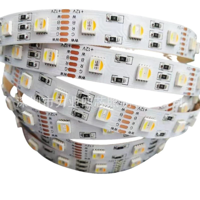5050RGBWC RGBWW五合一灯带12V/24V 源厂家调光调色智能RGBCW灯带