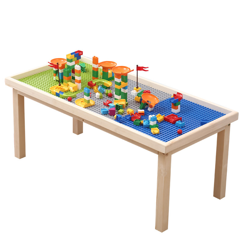 儿童兼容某高积木桌多功能拼装玩具大H颗粒积木宝宝益智游戏桌实