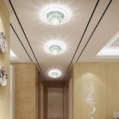 水晶射灯led走廊过道玄关入户阳台灯走道灯筒灯Q嵌入式 三色变光